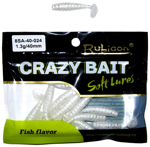 Съедобная силиконовая приманка RUBICON Crazy Bait SA 1.3g, 40mm, цвет 024 (12 шт)