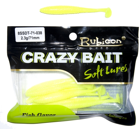 Съедобная силиконовая приманка RUBICON Crazy Bait SSDT 2.3g, 71mm, цвет 038 (8 шт)