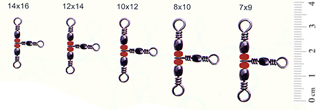 Вертлюг тройной Rubicon Barrel Swivel w/Triple Red Beads 71019-07-09, раз. 7*9