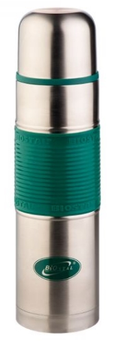 Термос BIOSTAL NB1000P-G с кнопкой, резин. вставка зеленый (узкое горло)