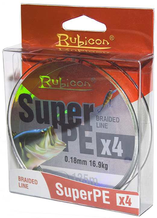 Леска плетеная RUBICON Super PE 4x 135m dark green, d=0,45mm