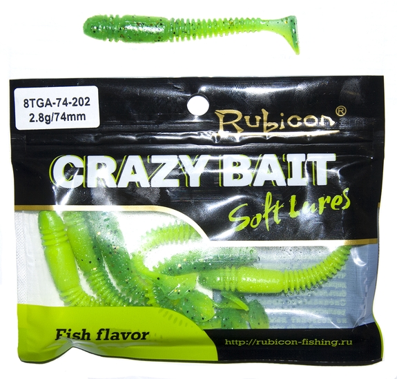 Съедобная силиконовая приманка RUBICON Crazy Bait TGA 2.8g, 74mm, цвет 202 (8 шт)