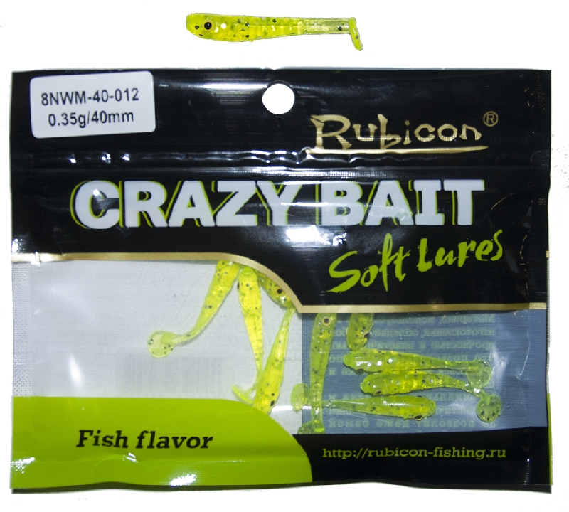 Съедобная силиконовая приманка RUBICON Crazy Bait NWM 0.35g, 40mm, цвет 012 (10 шт)