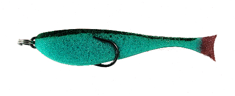 Рыба поролоновая с офсетным кр.  7см зелено-черн
