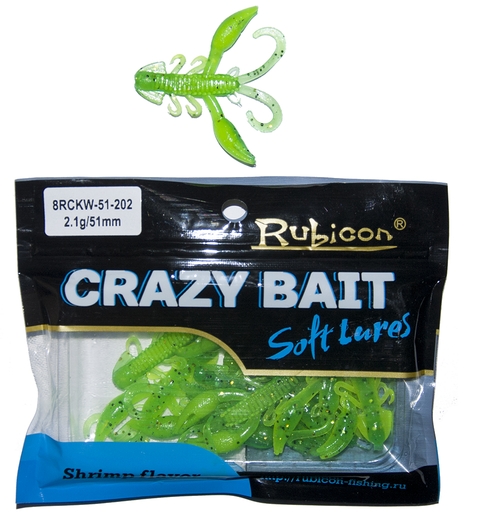 Съедобная силиконовая приманка RUBICON Crazy Bait RCKW 2.1g, 51mm, цвет 202 (10 шт)