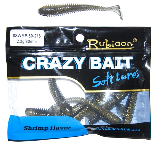 Съедобная силиконовая приманка RUBICON Crazy Bait SWMP 2.2g, 80mm, цвет 218 (8 шт)