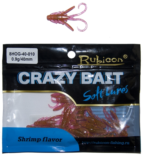 Съедобная силиконовая приманка RUBICON Crazy Bait HOG 0.9g, 40mm, цвет 010 (12 шт)