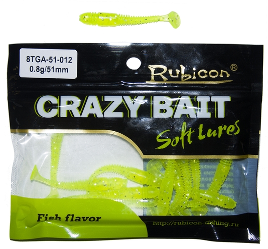 Съедобная силиконовая приманка RUBICON Crazy Bait TGA 0.8g, 51mm, цвет 012 (12 шт)