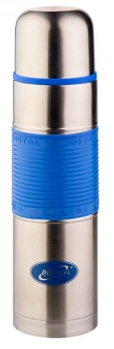 Термос BIOSTAL NB750P-B с кнопкой, резин. вставка синий (узкое горло)