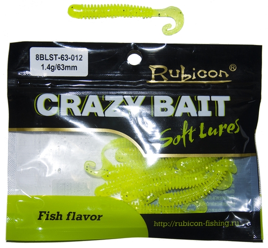 Съедобная силиконовая приманка RUBICON Crazy Bait BLST 1.4g, 63mm, цвет 012 (10 шт)