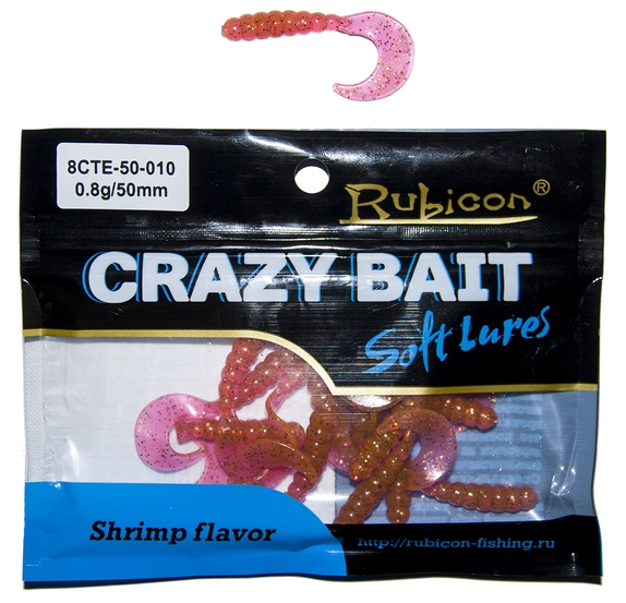 Съедобная силиконовая приманка RUBICON Crazy Bait CTE 0.8g, 50mm, цвет 010 (12 шт)