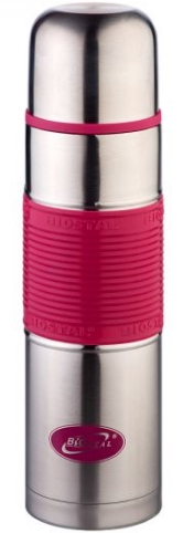 Термос BIOSTAL NB1000P-R с кнопкой, резин. вставка розовый (узкое горло)