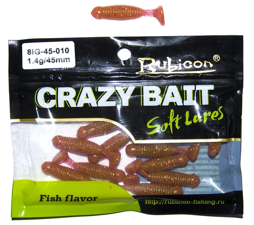 Съедобная силиконовая приманка RUBICON Crazy Bait IG 1.4g, 45mm, цвет 001 (12 шт)