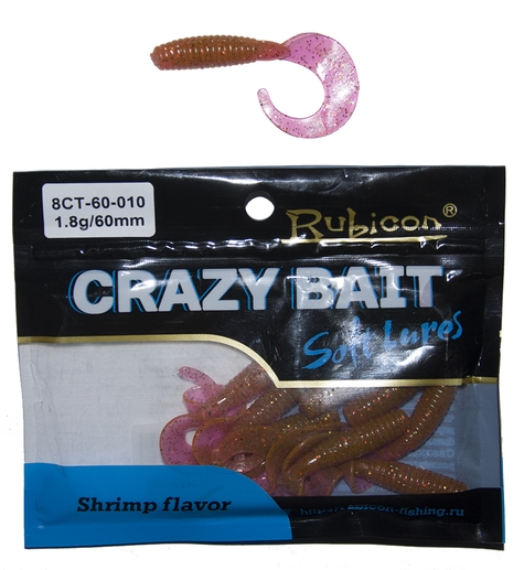 Съедобная силиконовая приманка RUBICON Crazy Bait CT 1.8g, 60mm, цвет 010 (10 шт)