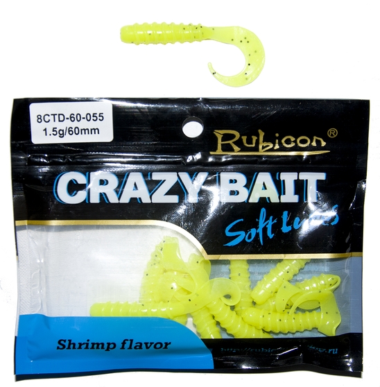 Съедобная силиконовая приманка RUBICON Crazy Bait CTD 1.5g, 60mm, цвет 055 (10 шт)