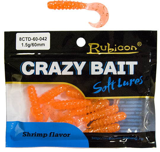 Съедобная силиконовая приманка RUBICON Crazy Bait CTD 1.5g, 60mm, цвет 042 (10 шт)