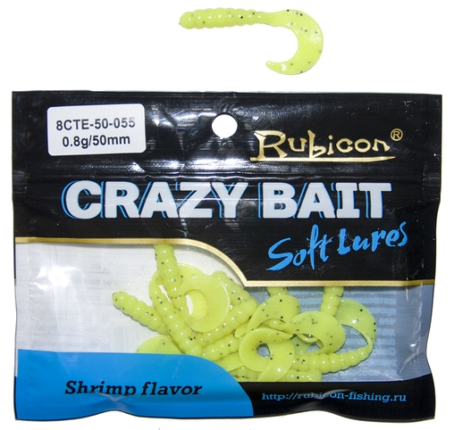 Съедобная силиконовая приманка RUBICON Crazy Bait CTE 0.8g, 50mm, цвет 055 (12 шт)