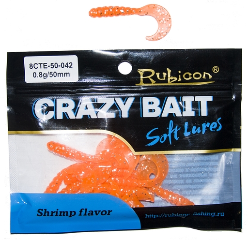 Съедобная силиконовая приманка RUBICON Crazy Bait CTE 0.8g, 50mm, цвет 042 (12 шт)