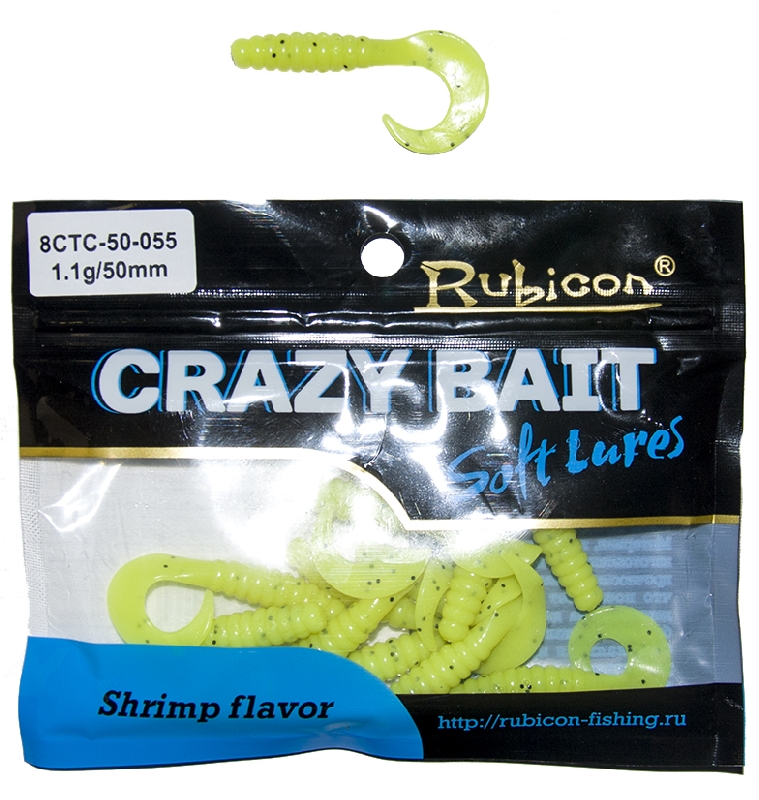 Съедобная силиконовая приманка RUBICON Crazy Bait CTC 1.1g, 50mm, цвет 055 (12 шт)