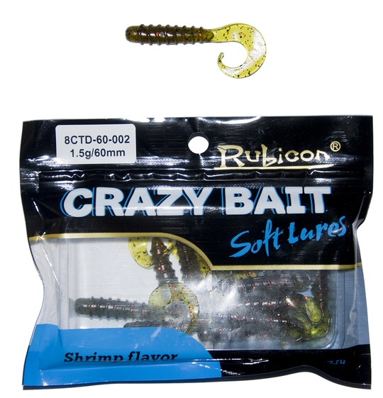 Съедобная силиконовая приманка RUBICON Crazy Bait CTD 1.5g, 60mm, цвет 002 (10 шт)