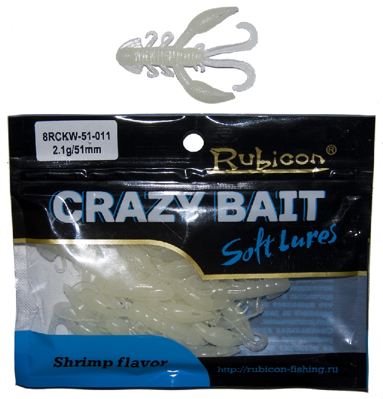 Съедобная силиконовая приманка RUBICON Crazy Bait RCKW 2.1g, 51mm, цвет 011 (10 шт)