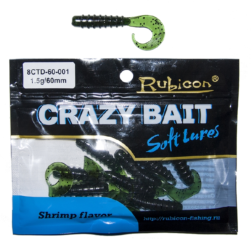 Съедобная силиконовая приманка RUBICON Crazy Bait CTD 1.5g, 60mm, цвет 001 (10 шт)