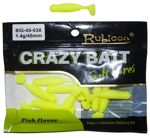Съедобная силиконовая приманка RUBICON Crazy Bait IG 1.4g, 45mm, цвет 038 (12 шт)