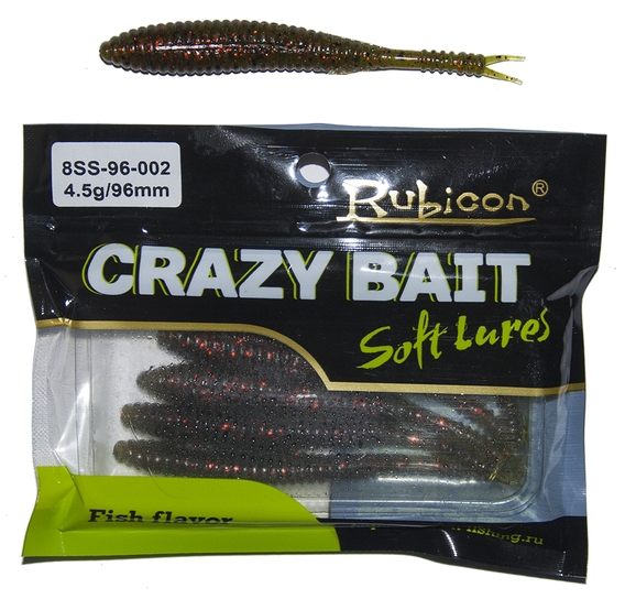 Съедобная силиконовая приманка RUBICON Crazy Bait SS 4.5g, 96mm, цвет 002 (6 шт)