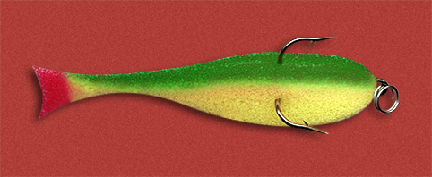 Рыба поролоновая с тройным кр. 8см желто-зелен