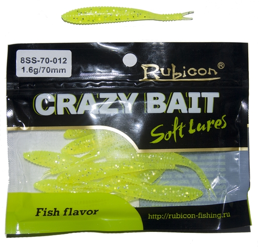 Съедобная силиконовая приманка RUBICON Crazy Bait SS 1.6g, 70mm, цвет 012 (12 шт)