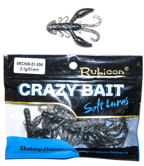 Съедобная силиконовая приманка RUBICON Crazy Bait RCKW 2.1g, 51mm, цвет 204 (10 шт)